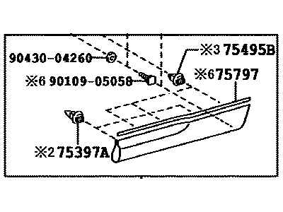 Toyota 75076-48120-A0 MOULDING Sub-Assembly, R