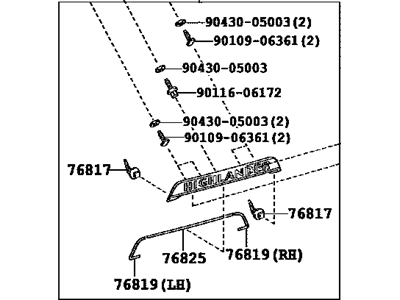 Toyota 76801-48909 Garnish Sub-Assy, Luggage Compartment Door, Outside