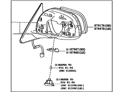 Toyota 87910-48340 Passenger Side Mirror Assembly Outside Rear View