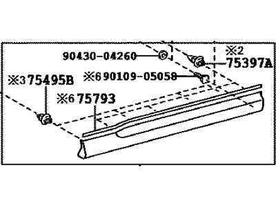 Toyota 75072-48090-A0 MOULDING Sub-Assembly, F