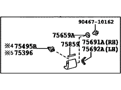 Toyota 75601-48901 Moulding Sub-Assy, Front Fender, RH