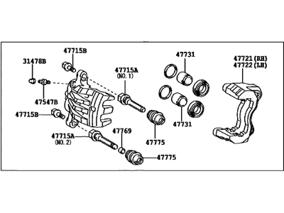 2012 Toyota Highlander Brake Caliper - 47750-48110