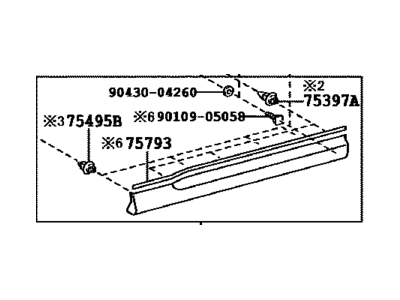 Toyota 75071-48090-J0 MOULDING Sub-Assembly, F