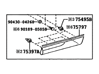 Toyota 75075-48120-A0 MOULDING Sub-Assembly, R