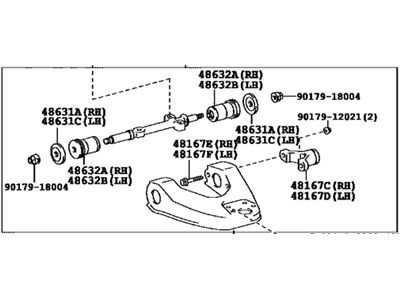 Toyota 48067-35040 Front Suspension Control Arm Sub-Assembly Upper Left