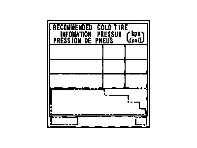 Toyota 42661-04010 Label, Tire Pressure Information