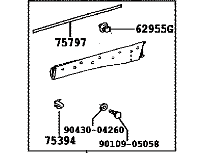 Toyota 75076-0E070-G0 MOULDING Sub-Assembly, R