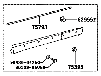 Toyota 75072-0E080-G0 MOULDING Sub-Assembly, F