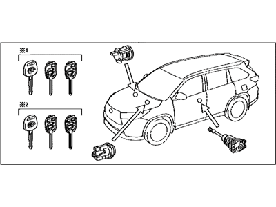 Toyota 69005-0E170 Cylinder & Key Set