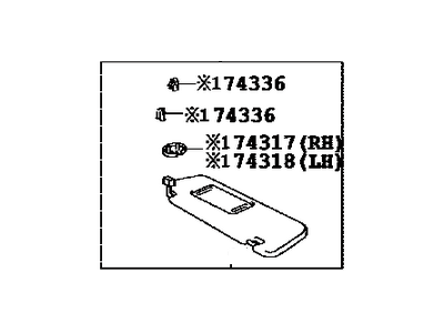 2007 Toyota Camry Sun Visor - 74320-33A20-E1