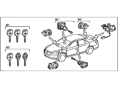 Toyota 69005-33A31 Cylinder & Key Set