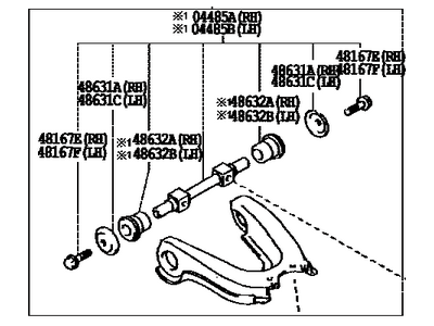 Toyota 48066-35110 Front Suspension Control Arm Sub-Assembly Upper Right