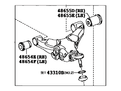 Toyota 48068-60030 Front Suspension Control Arm Sub-Assembly Lower Right