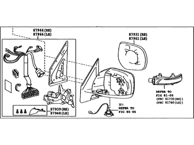 Toyota 87940-60K90 Outside Rear View Driver Side Mirror Assembly