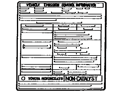 Toyota 11298-54040 Plate, Emission Control System Information