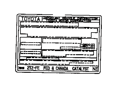 Toyota 11298-76033 Plate, Emission Control Information