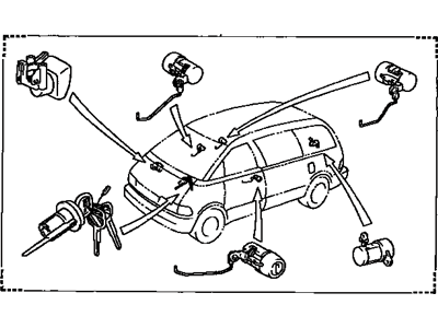 1994 Toyota Previa Door Lock Cylinder - 69503-28070-E0