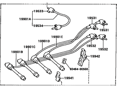 Toyota 90919-21489 Cord Set, Coil & Spark, W/Resistive