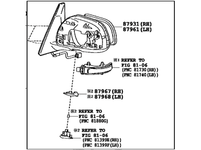 Toyota 87940-35B60 Outside Rear View Driver Side Mirror Assembly