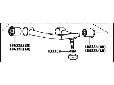 Toyota 48630-60040 Front Suspension Control Arm Assembly Upper Left