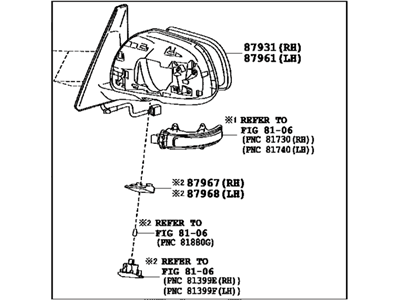 Toyota 87910-35B91 Outside Rear Mirror Assembly