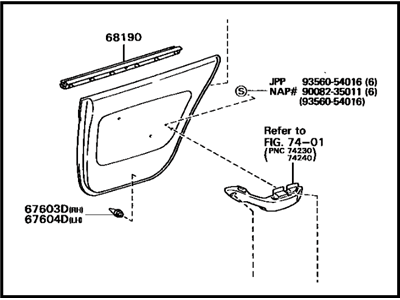 Toyota 67640-33220-B4 Board Sub-Assy, Rear Door Trim, LH