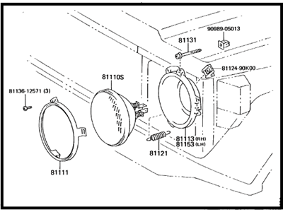 Toyota 81110-69265 Passenger Side Headlight Assembly