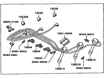 Toyota 90919-21556 Cord Set, Coil & Spark, W/Resistive