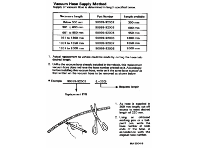 Toyota 90999-92008 Hose, Vacuum