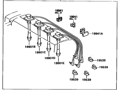 Toyota 90919-22327 Cord Set, Coil & Spark, W/Resistive