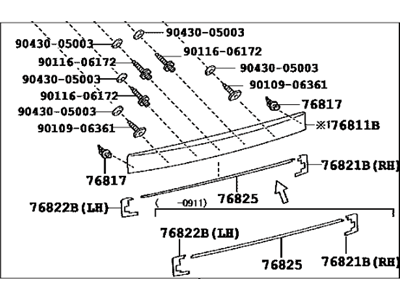 Toyota 76801-12D90-C0 Garnish Sub-Assembly, Ba