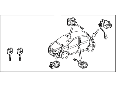 Toyota Yaris Door Lock Cylinder - 69005-52L40