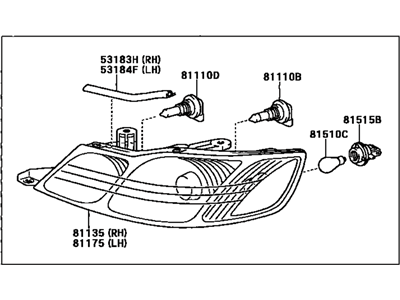 Toyota 81110-AC040 Passenger Side Headlight Assembly Composite