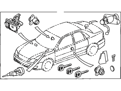 Toyota 89708-41051 Cylinder & Transmitter Set, Wireless Door Lock