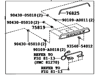 Toyota 76801-0C050 Garnish Sub-Assy, Back Door, Outside