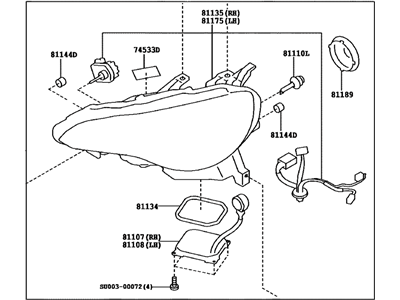 Toyota SU003-05139 Passenger Side Headlamp