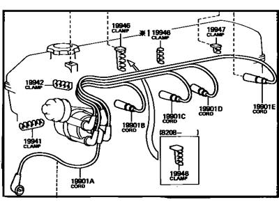 Toyota 90919-21320 Cord Set, Coil & Spark, W/Resistive