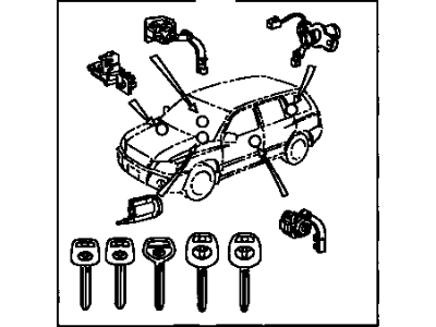 Toyota 89708-48040 Cylinder Set, Lock W/Transponder Key Transmitter