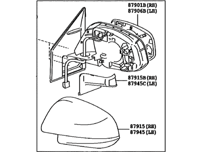 Toyota 87910-42D20 Outside Rear View Passenger Side Mirror Assembly