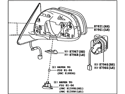 Toyota 87910-0E092 Outside Rear View Passenger Side Mirror Assembly