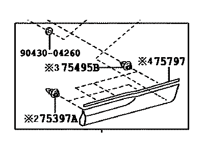 Toyota 75076-0E901 MOULDING Sub-Assembly, Rear Door