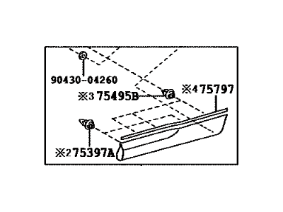 Toyota 75075-0E901 MOULDING Sub-Assembly,Rear Door