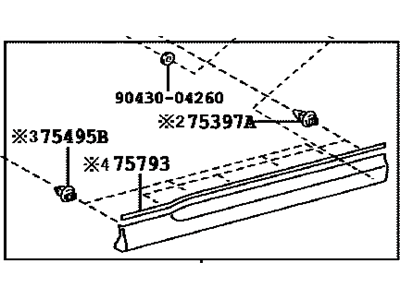 Toyota 75072-0E901 MOULDING Sub-Assembly, Front Door