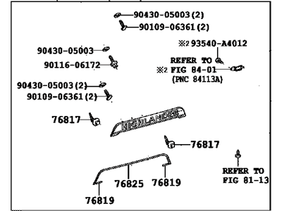 Toyota 76801-0E902 GARNISH Sub-Assembly,Back Door,Out