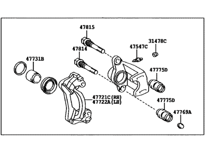 2007 Toyota Highlander Brake Caliper - 47830-48050