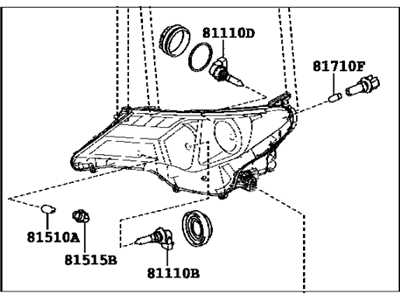 Toyota 81110-0R040 Passenger Side Headlight Assembly