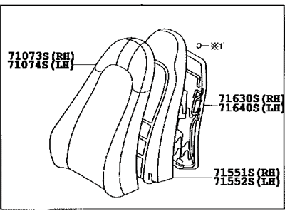 Toyota 71440-1D500-C0 Back Assembly, Front Seat, LH