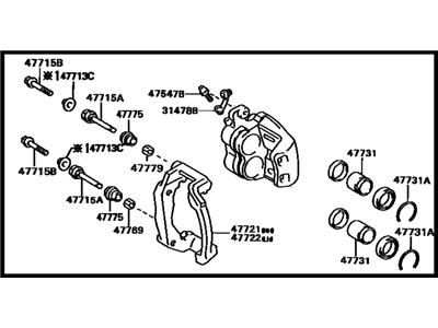 Genuine OEM Toyota Supra Right Rear Brake Caliper - Fits 1993-1998 (47730-14270)