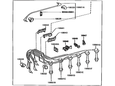 Toyota 90919-21521 Cord Set, Coil & Spark, W/Resistive