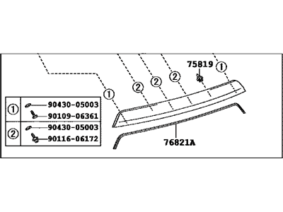 Toyota 76801-52420-A1 Garnish Sub-Assembly, Ba